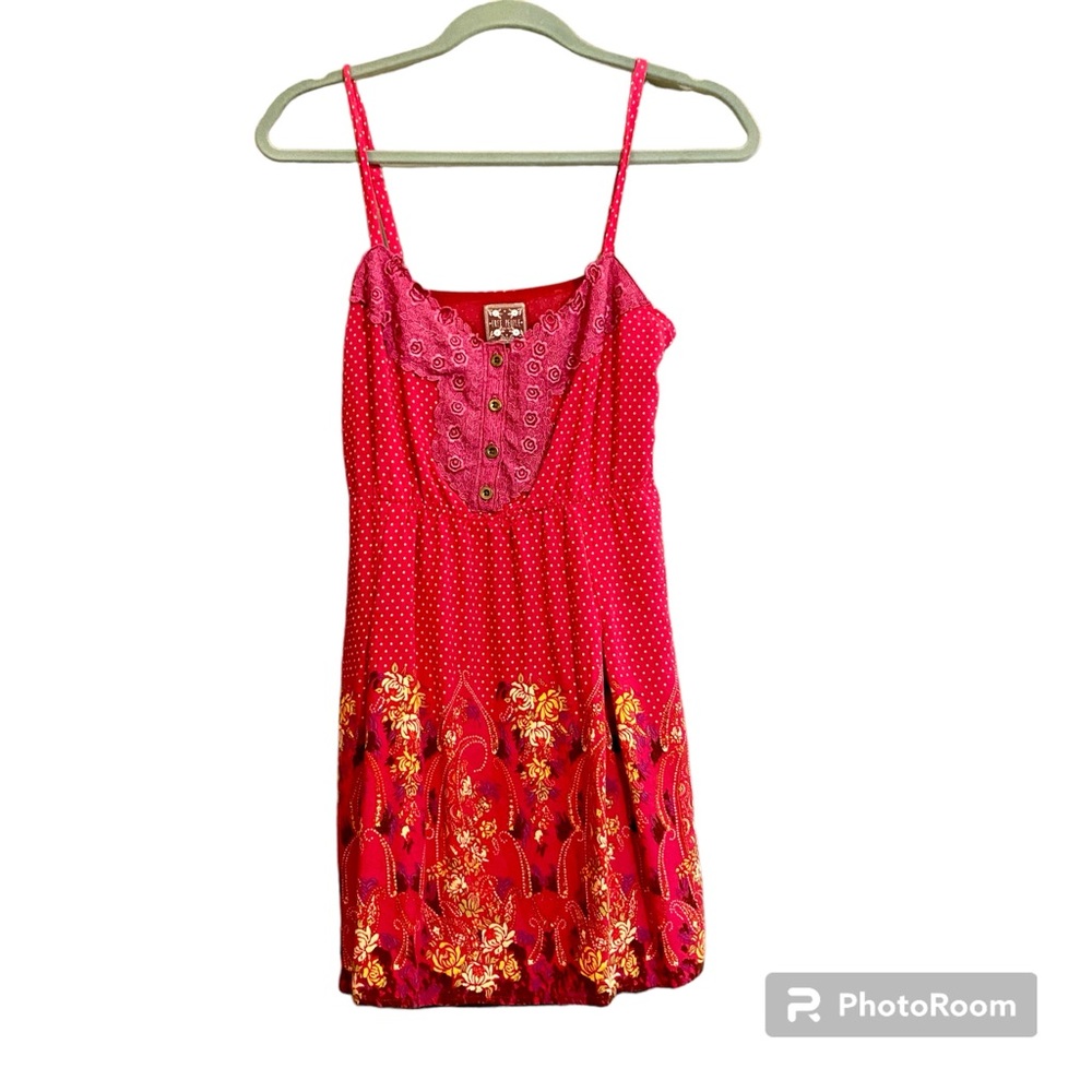 Free People Pink Polka Dot Paisley Spaghetti Strap Baby Doll Mini Dress …
